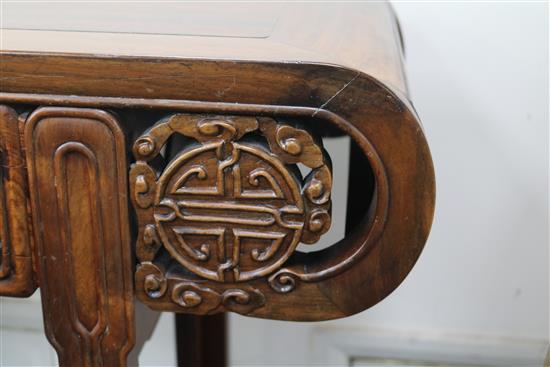 A Chinese carved hardwood altar table W.117cm